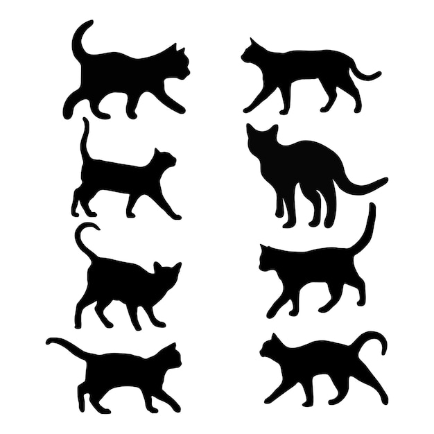 Set di silhouette di gatti neri