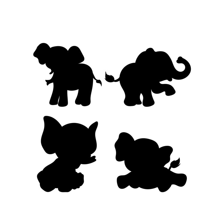 Set di silhouette personaggio elefante