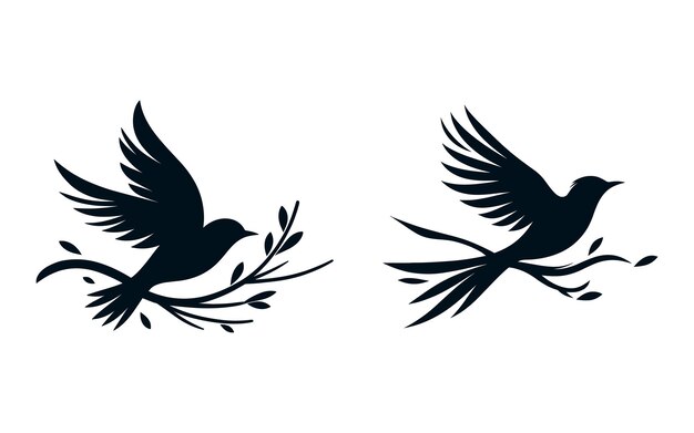 Set di silhouette vettoriali di uccelli