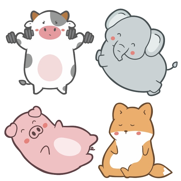 Set di simpatici animali disegnati a mano Cartoon character design