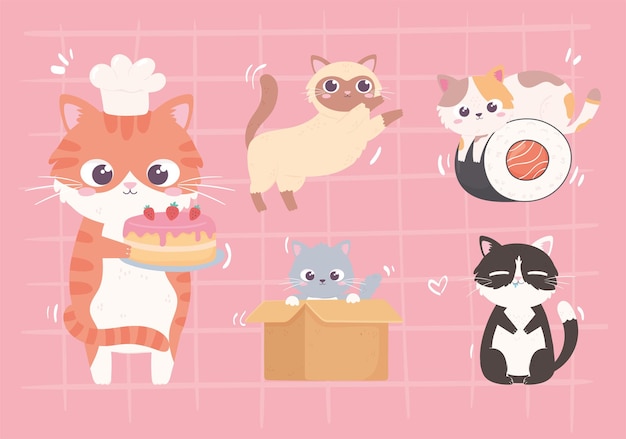 Set di simpatici gattini