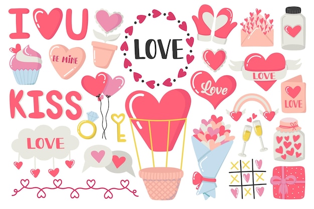 Set di simpatici scarabocchi di San Valentino