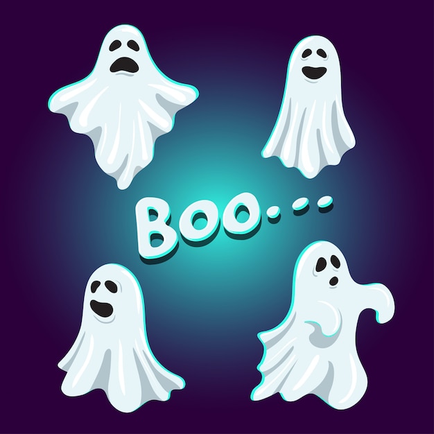 Set di simpatico personaggio fantasma boo