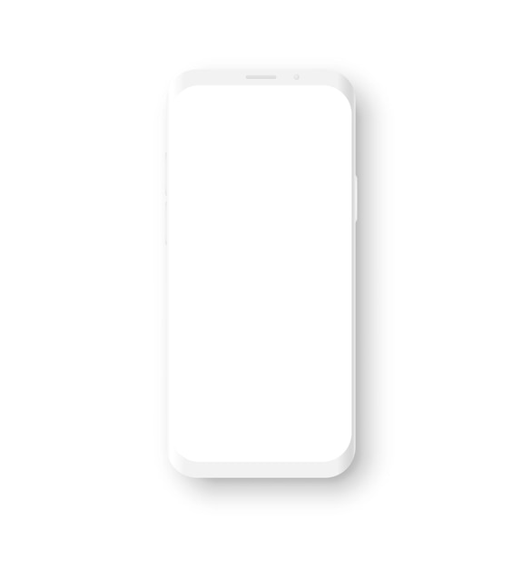 Set di smartphone mockup bianco realistico con modelli di telefoni cellulari 3d con schermo vuoto Illustrazione vettoriale
