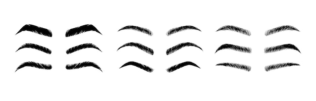 set di sopracciglia isolate modello di trucco per sopracciglio cartone animato set vettoriale di modellazione del trucco classico per sopacciglia