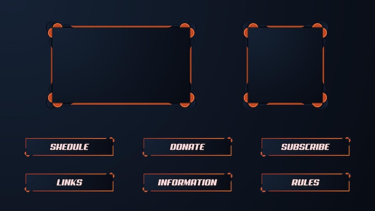 Set di sovrapposizioni di pannelli streamer Orange Twitch