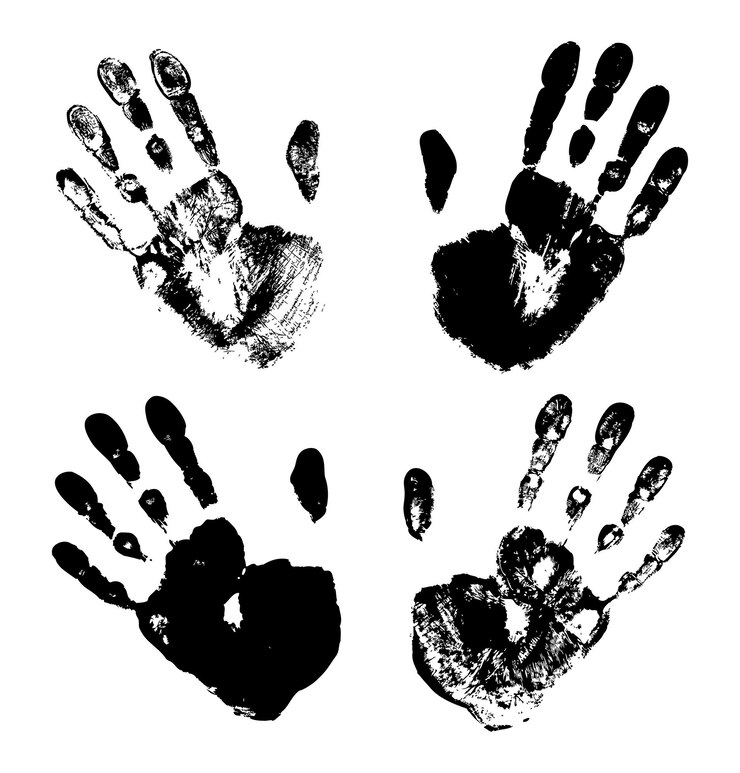 Set di stampe a mano di arte nera