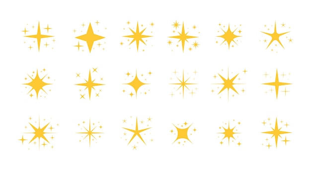 Set di stelle scintillanti Particelle di stelle scintillanti scintillii e scintillii magici