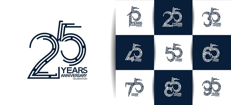 set di stile logo anniversario per il momento della celebrazione