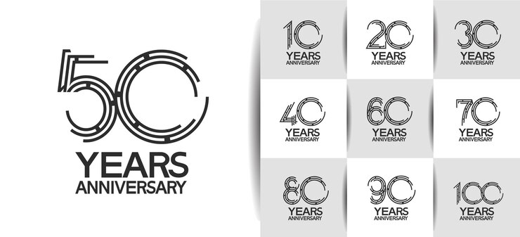 set di stile logo anniversario per il momento della celebrazione