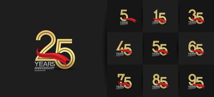 set di stile logo anniversario per il momento della celebrazione