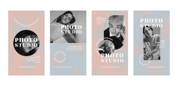 Set di storie di instagram di studio fotografico minimo