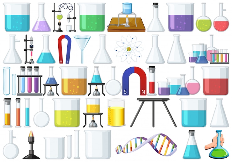 Vettore set di strumenti di laboratorio