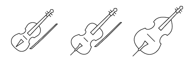 Set di strumenti musicali a corda sinfonici Set di strumenti a corda con titolo in linea sottile