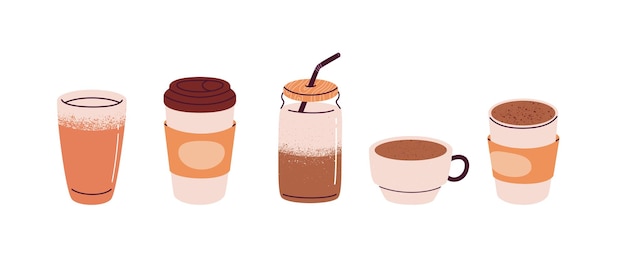 Set di tazze con bevande al caffè Caffè in carta e tazze di vetro