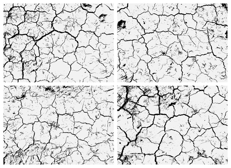 Vettore set di texture di terra screpolata