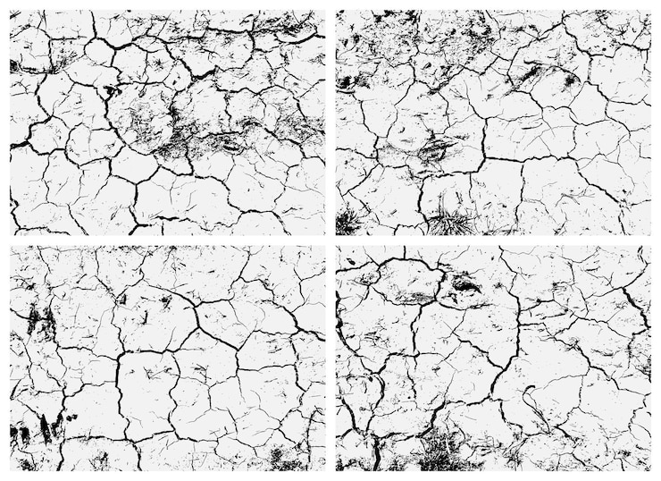 Vettore set di texture di terra screpolata
