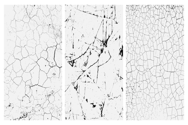 Set di Texture di terreno arido crepe e spruzzi di macchie sfondo texture bianco e nero EPS vettoriale