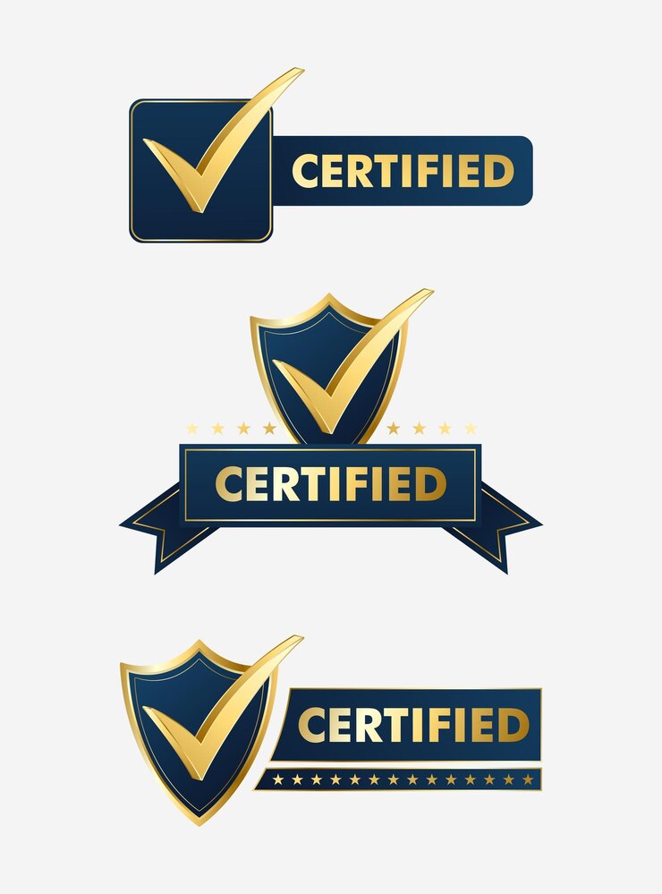 Set di timbri di certificazione ISO ed etichette sistema di gestione della qualità ISO 9001 ISO 22000 ISO 14001