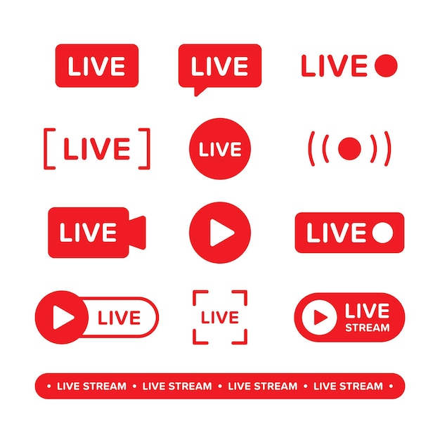 Set di trasmissione video e icona di streaming live.