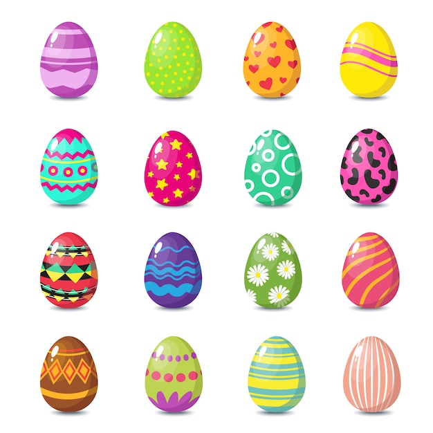 Set di uova carino di Pasqua felice del fumetto