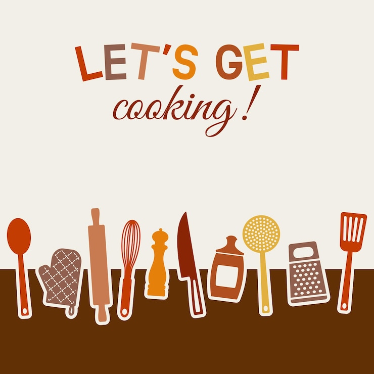 Vettore set di utensili da cucina per la progettazione di menù o libri di ricette
