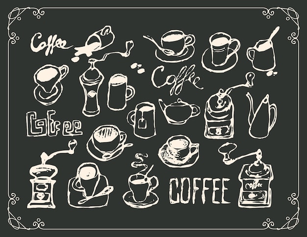 set di utensili da disegno per il tè e il caffè
