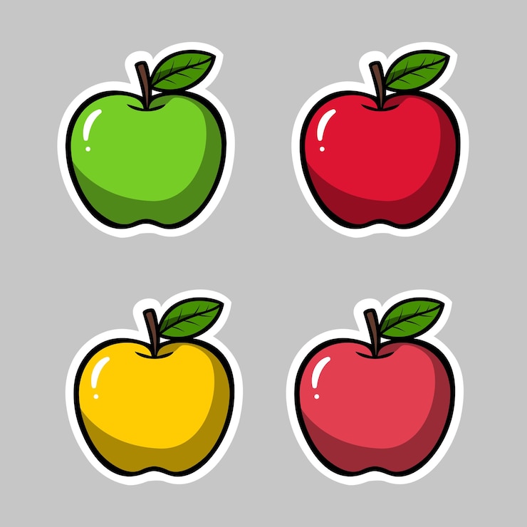 Vettore set di varianti di colore apple design vector apple design isolato sfondo bianco