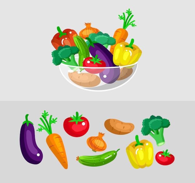 Set di verdure. Illustrazione di cibo eco.