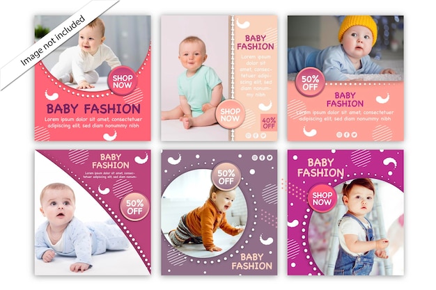 Set di vestiti per bambini banner volantino post per i social media
