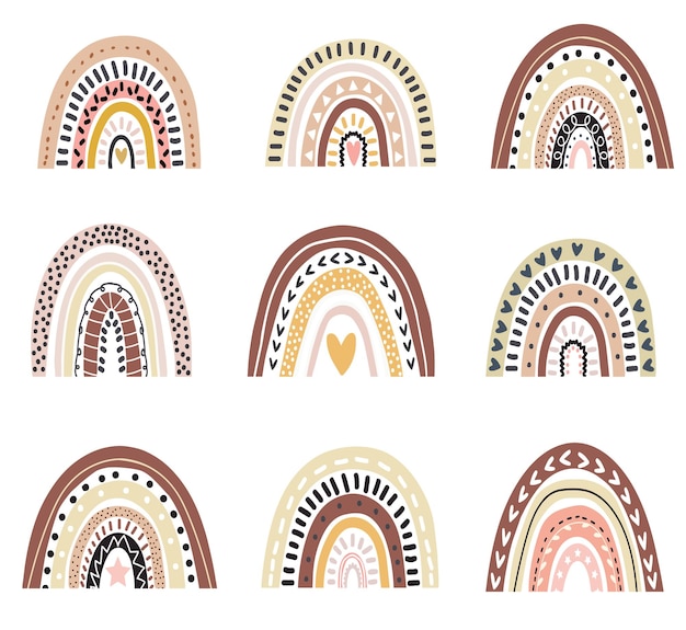 Set di vettore arcobaleno doodle