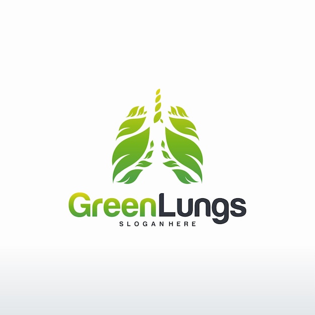 Set di vettore di disegni logo Green Lung care, vettore di concetto di logo Eco Lungs, modello di logo Lungs Health
