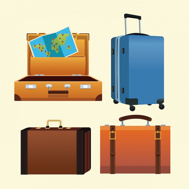 Set di vettore di raccolta bagagli bagagli