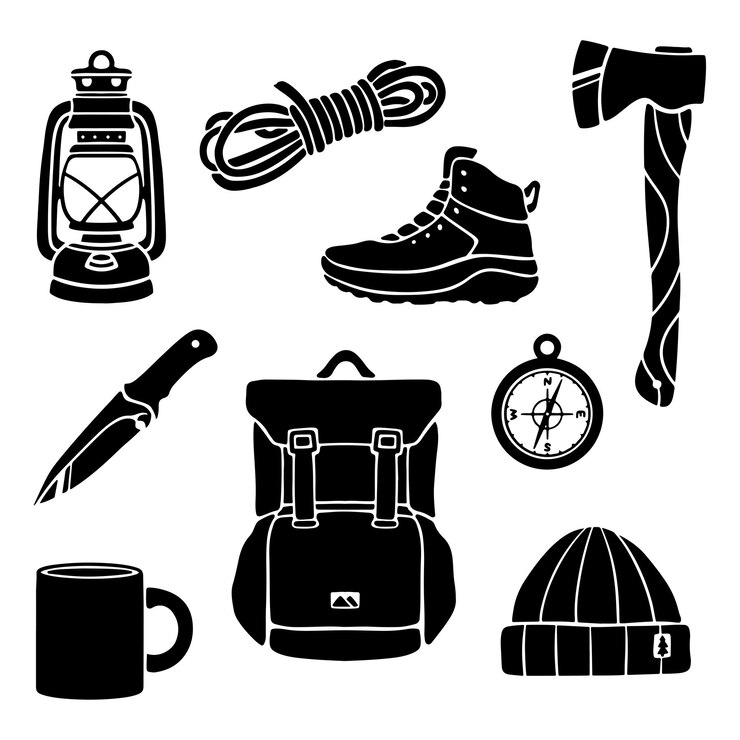 set di vettore icona elemento campeggio