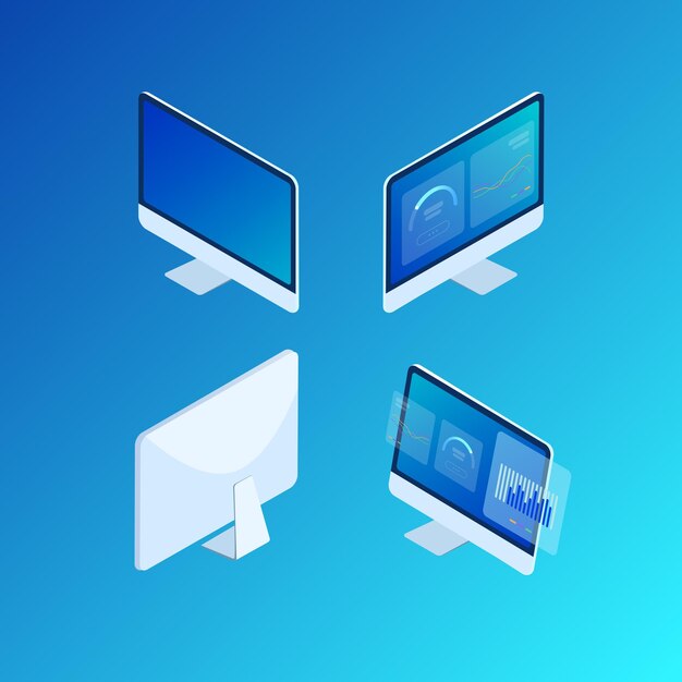 Set di vettore premium desktop isometrico