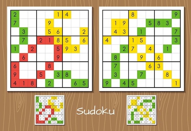 Set di vettori di livello medio Sudoku con risposte