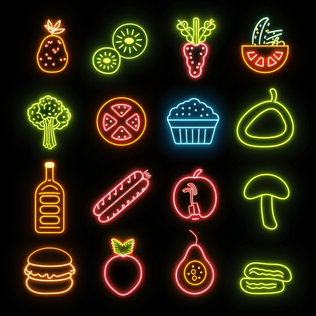 set di vettori neon per allergeni alimentari