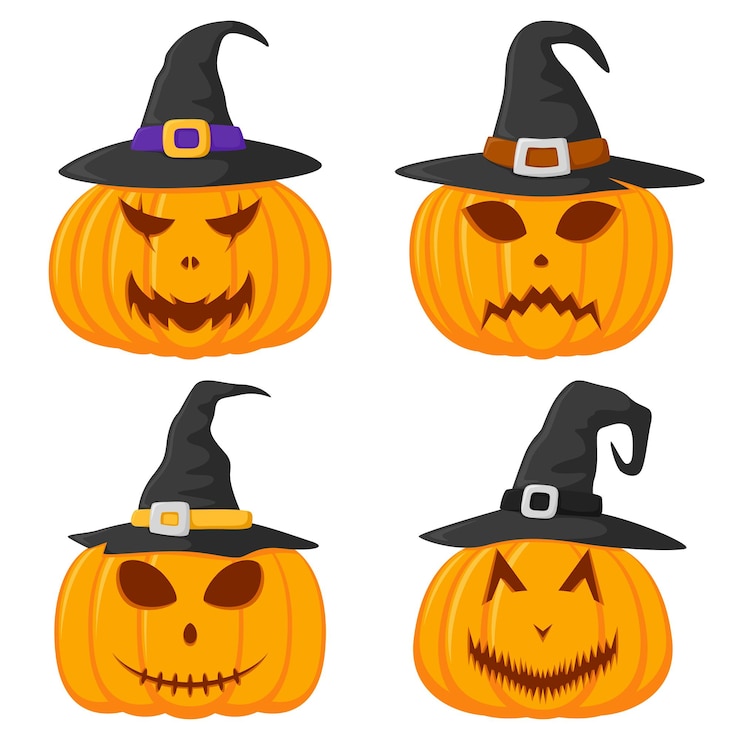 Vettore set di zucca di halloween isolato su sfondo bianco