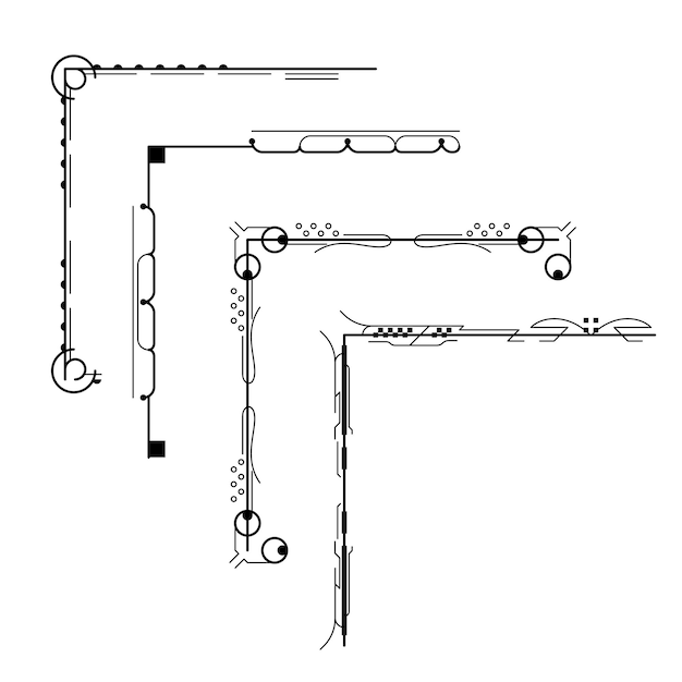 Set disegno a mano di angoli diverse forme decorazione floreale disegno vettoriale stile schizzo Doodle