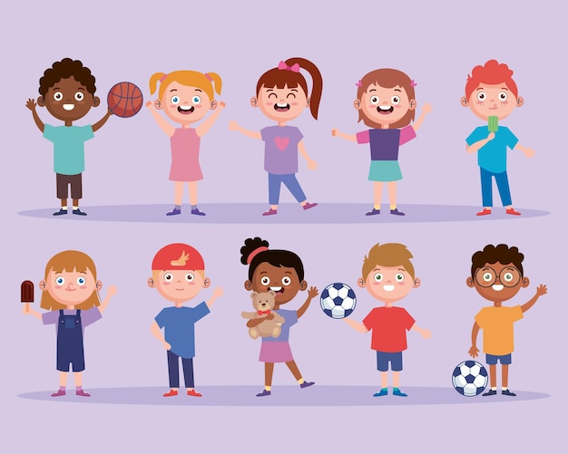Set interrazziale di bambini