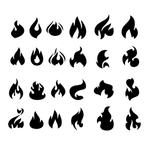 set of fire flames graphic design risorsa grafica icona di fiamma clipart icona di fuoco simbolo vactor logo elemento di design silhouette nera