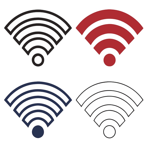 Set piatto di simbolo wifi internet warless design di icona