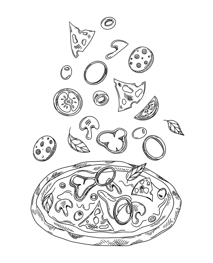 Vettore set pizza vettoriale scarabocchi disegnati a mano raccolta di schizzi tranci di pizza utile per il confezionamento di menu