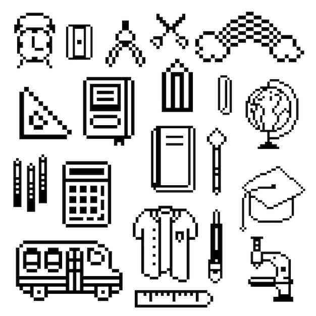 set scolastico bundle pixel art
