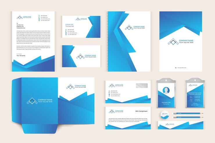 Set stazionario professionale per attività collaterali di colore blu sfumato