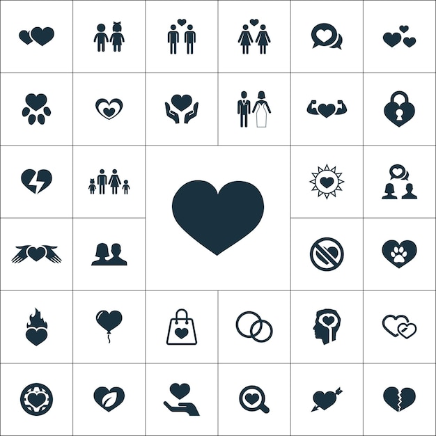 Set universale di icone d'amore