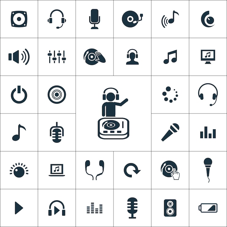 Vettore set universale di icone dj