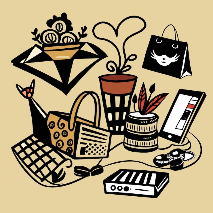Vettore set vettoriale di doodle creativi per prodotti di commercio elettronico