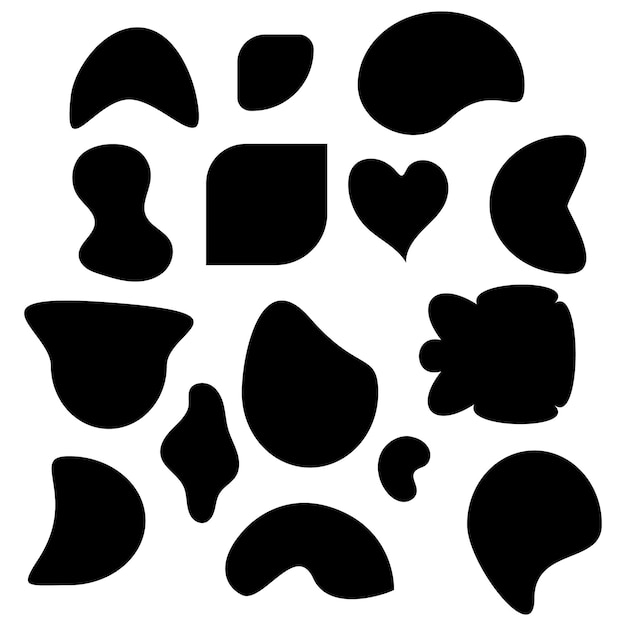 Set vettoriale di forme di macchie Set di illustrazioni vettoriali di forme di macchie di inchiostro silhouette semplice