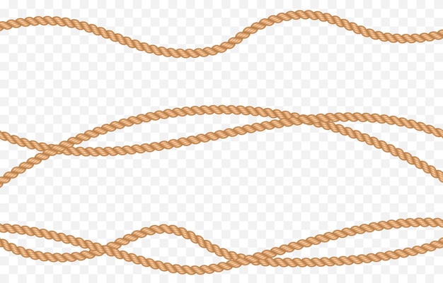 Set vettoriale di png di corda nautica Frusta di corda nautica su uno sfondo trasparente isolato PNG